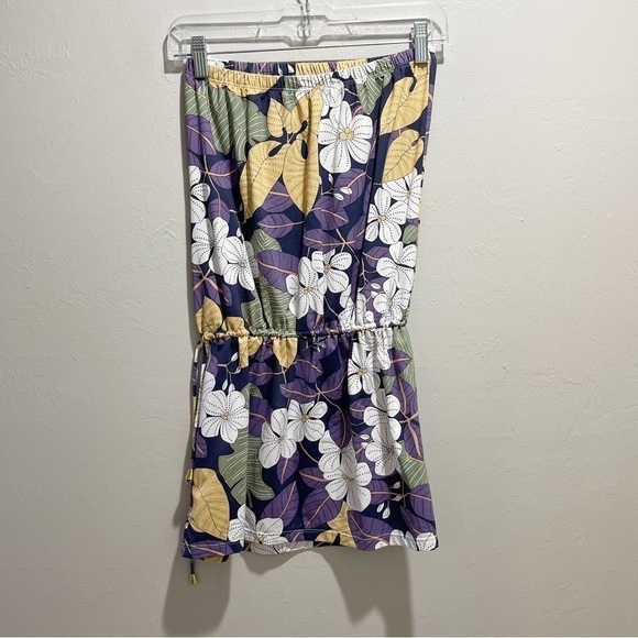 TRACK & FIELD BRAZIL Women’s Strapless Quick Dry Swim Cover Tie Waist Floral S - Picture 2 of 5